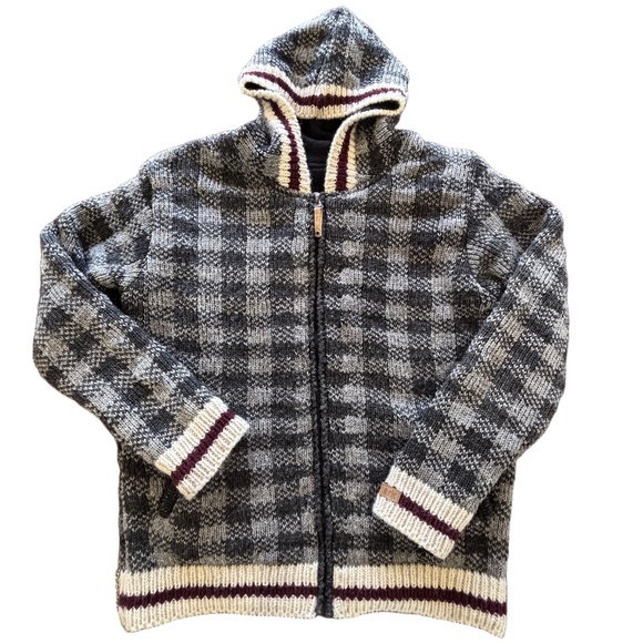 Ark Imports New Zealand wool heavyweight full zip hooded sweater jacket size L - Picture 1 of 16